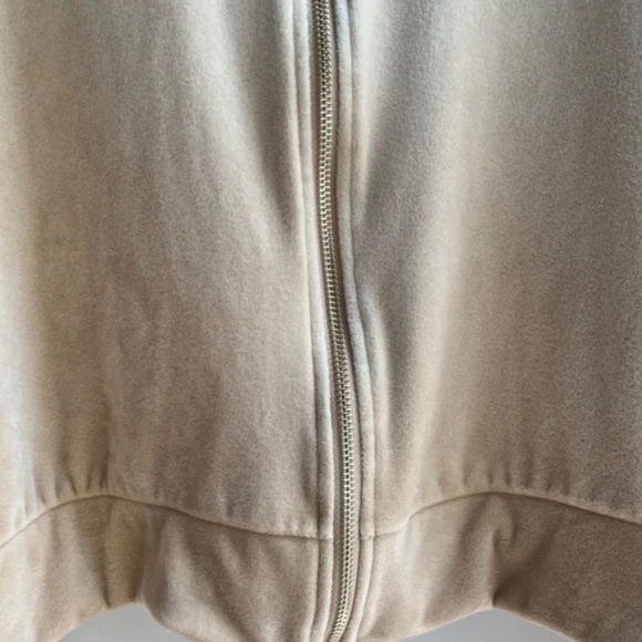 XL Magaschoni Hoodie Velvet Velour Teddy Zip Terry Jacket Taupe Beige Sweater - Picture 6 of 13